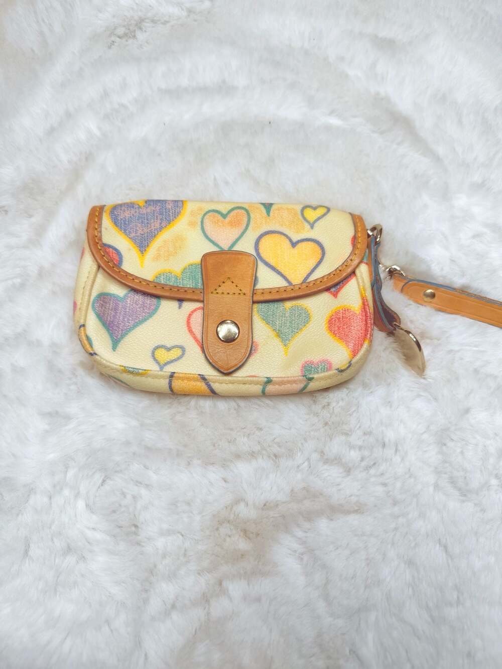 Dooney & Bourke Rainbow Scribble Heart Print Wristlet with Charm